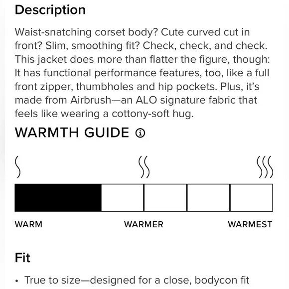 NEW! Alo Airbrush Corset Full Zip Jacket- Lunar Grey/Small - Picture 12 of 13